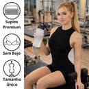 Macaquinho fitness esportivo academia decote nas costas moda 2026